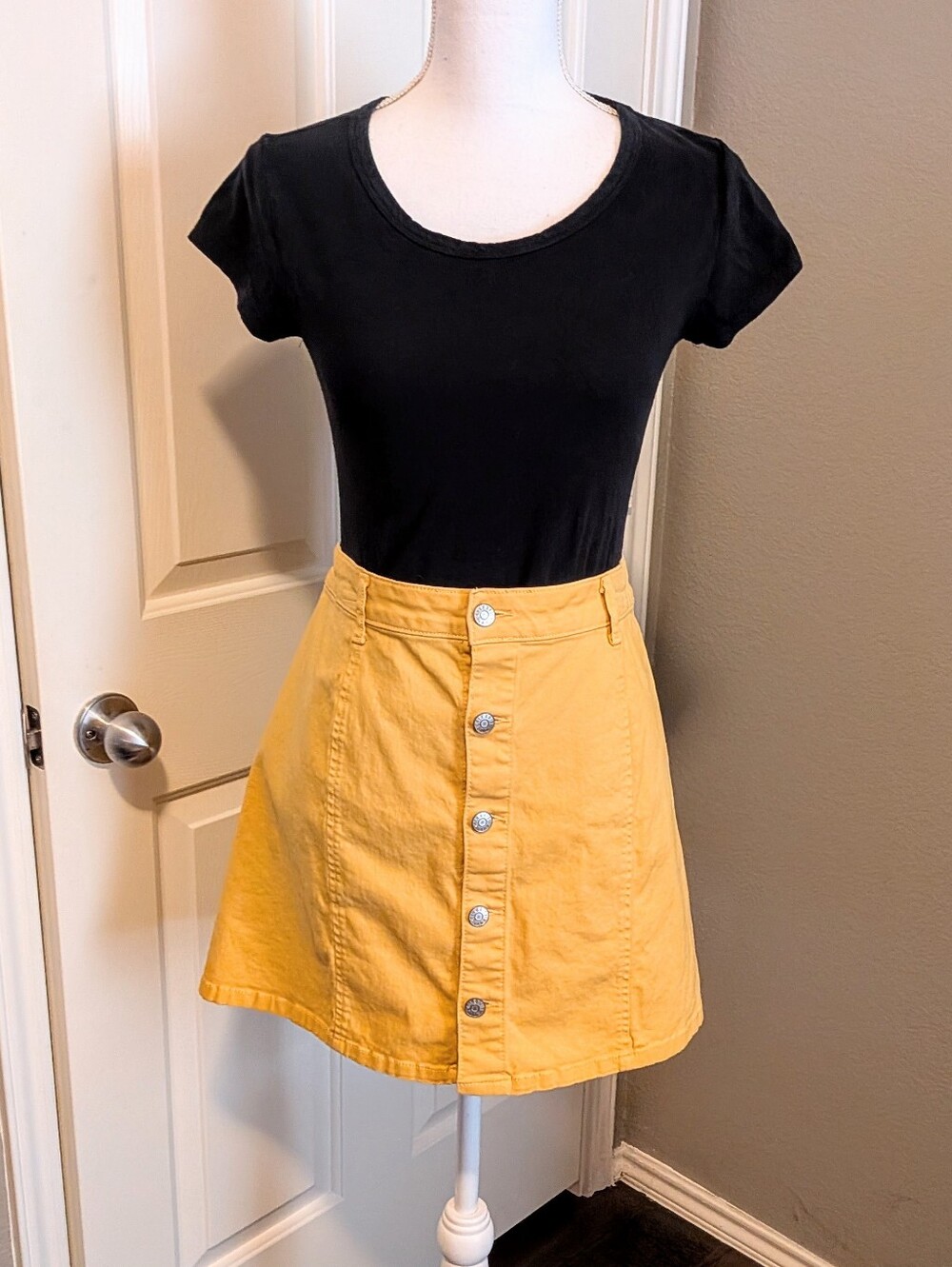 Mustard Yellow Button Up Skirt